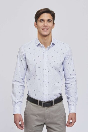 Camisa slim fit estampada de algodón