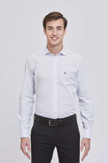 Camisa slim fit jacquard de algodón