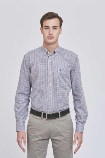 Camisa regular fit a cuadros de algodón pima